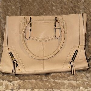 Nude beige vegan leather tote